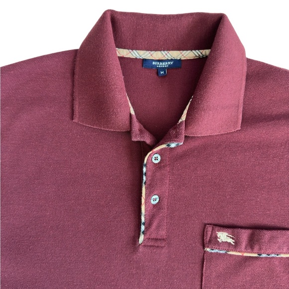Burberry London Men's House Check Pattern Collar Polo Shirt Maroon Size M - Picture 5 of 7